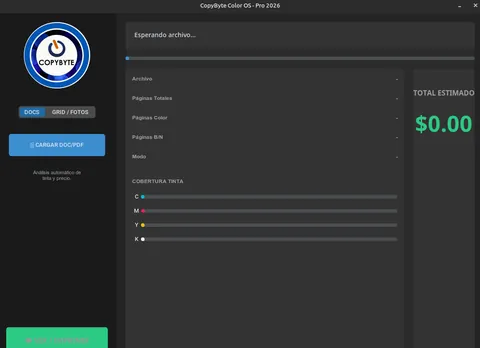 CopyByte Color OS — Fase 1: Interfaz principal (Dark Mode) y configuración