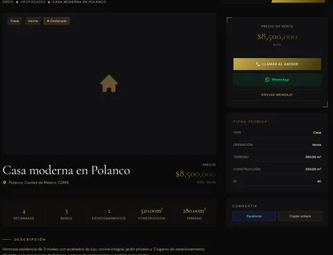Inmobiliaria Edith — Fase 3: Detalle de propiedad con galería responsiva y mapas