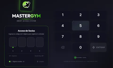 MasterGYM — Fase 1: Kiosco táctil de acceso con NIP en pantalla completa